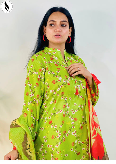 NZSC-713 Stitched 2 Piece Garden Bloom (Shirt+Dupatta) Co Ord Set Lawn